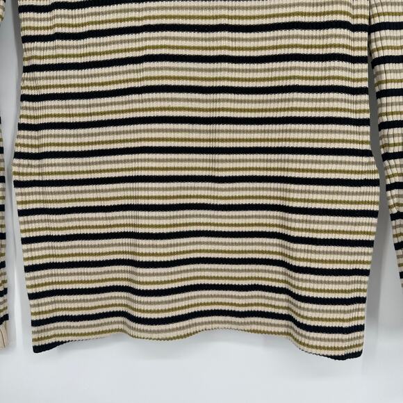 Proenza Schouler Rib Knit Striped Turtleneck Sweater Silk Cotton Y2K Style Top
